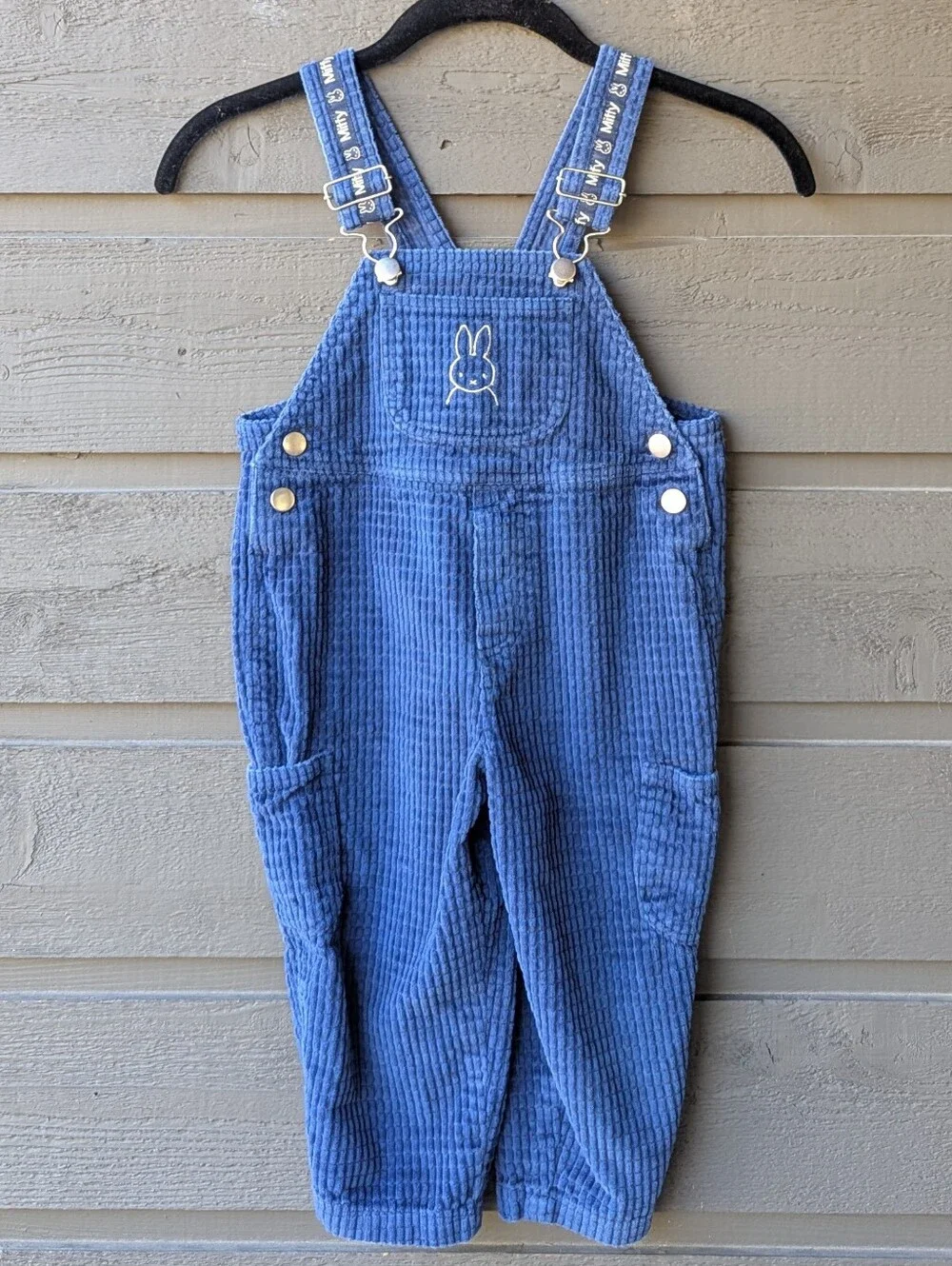 Miffy Bunny Blue Corduroy Kids Bib Overalls Size 3T 100% Cotton